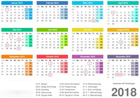 kalender 2018 ausdrucken